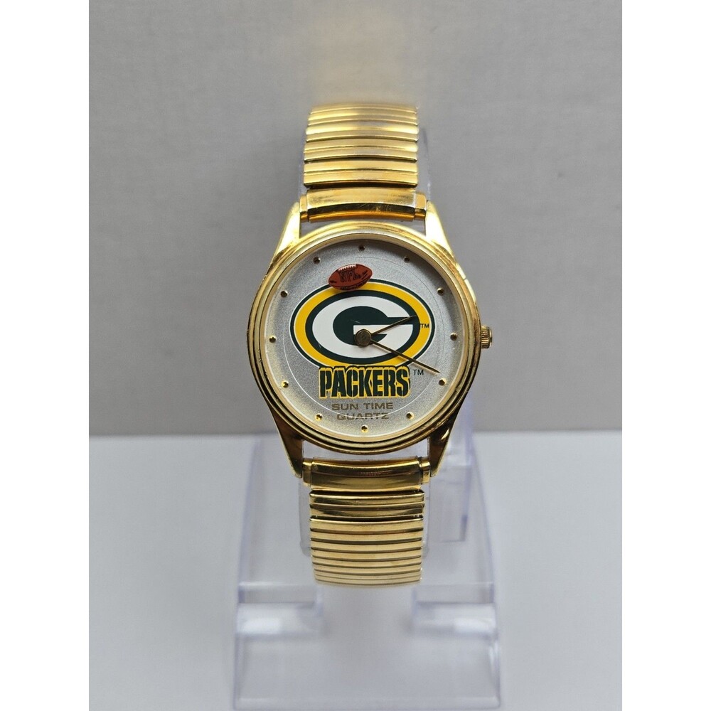 Vintage Sun Time Green Bay Packers NFL Football Seconds Quartz Watch New Battery